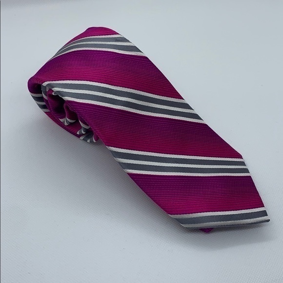 Express Other - Men’s express pink and silver stripe silk tie